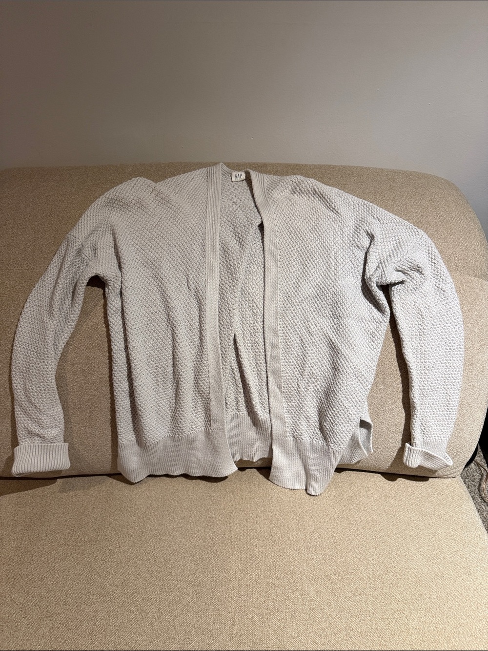 GAP Light Gray Open-Front Knit Cardigan